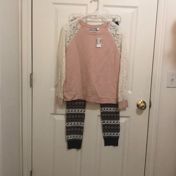 Girls Black and Pink Fair Isle Sweater Leggings - Picture 5 of 6
